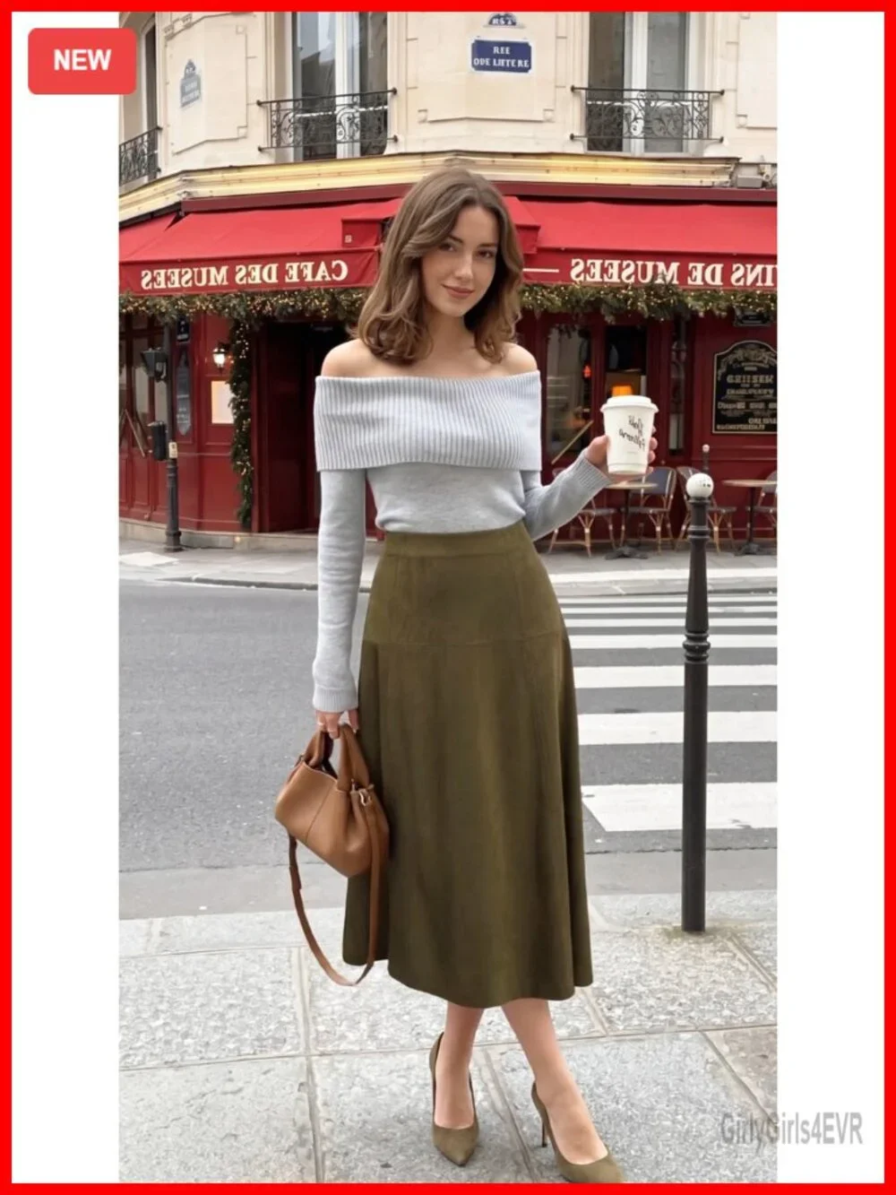 High Waist Faux Suede A Line Midi Skirt